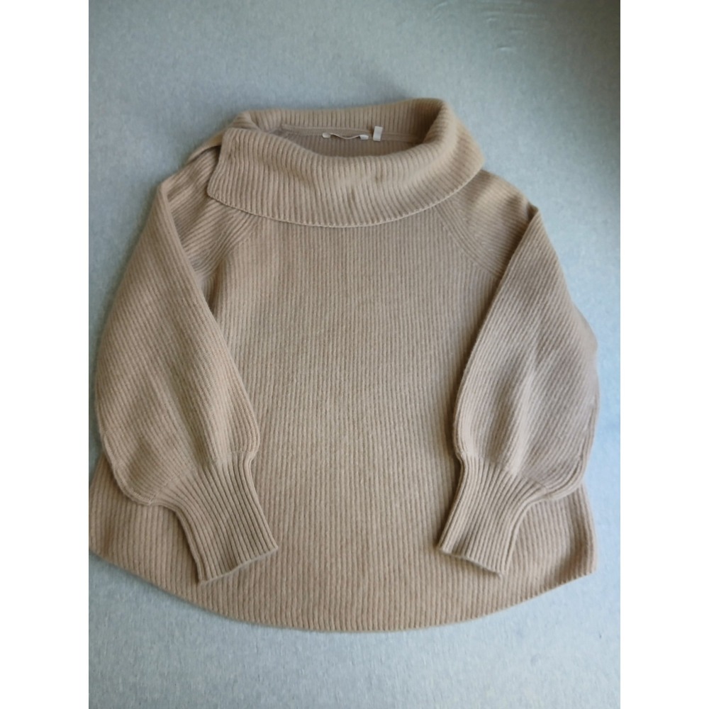 Soft Surroundings Sweater XL 100 Cashmere Bishop Sleeve Thick Ribbed Knit Cozy